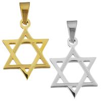 Stainless Steel Pendants, Star of David, plated, polished, more colors for choice, 16.50x22x2mm, Hole:Approx 3.5x6mm, 10PCs/Bag, Sold By Bag