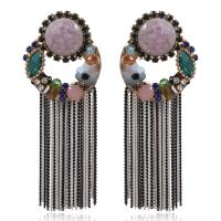 Fashion Fringe Earrings Crystal with Zinc Alloy Tassel gold color plated for woman & faceted Sold By Pair