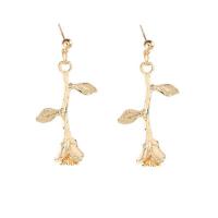 Tibetan Style Drop Earring, Rose, gold color plated, for woman, nickel, lead & cadmium free, 30mm, Sold By Pair