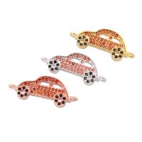 Brass Jewelry Connector Car plated micro pave cubic zirconia & 1/1 loop nickel lead & cadmium free Approx 1mm Sold By PC