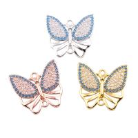 Brass Jewelry Connector Butterfly plated micro pave cubic zirconia & 1/1 loop nickel lead & cadmium free Approx 1.5mm Sold By PC