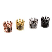 Cubic Zirconia Micro Pave Brass Europeo Bead, metal, Corona, chapado, micro arcilla de zirconia cúbica & sin rosca, más colores para la opción, libre de níquel, plomo & cadmio, 11x11mm, agujero:aproximado 4.5mm, Vendido por UD