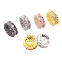Cubic Zirconia Micro Pave Brass Beads, Donut, plated, micro pave cubic zirconia, more colors for choice, nickel, lead & cadmium free, 10x3.5mm, Hole:Approx 1mm, Sold By PC