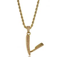 metal Collar de suéter, chapado en color dorado, unisexo & cadena de cuerda & con diamantes de imitación, libre de níquel, plomo & cadmio, 10x44mm, Vendido para aproximado 23.6 Inch Sarta