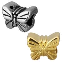 Edelstahl European Perlen, Schmetterling, plattiert, ohne troll, keine, 13x10x9mm, Bohrung:ca. 5mm, 10PCs/Tasche, verkauft von Tasche