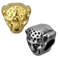 Edelstahl European Perlen, Leopard, plattiert, ohne troll, keine, 11x11x10mm, Bohrung:ca. 5mm, 10PCs/Tasche, verkauft von Tasche