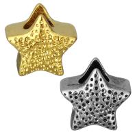 Edelstahl European Perlen, Stern, plattiert, ohne troll, keine, 12x11.50x9mm, Bohrung:ca. 5mm, 10PCs/Tasche, verkauft von Tasche