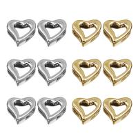 Tibetan Style Slide Charm Finding, Heart, plated, more colors for choice, lead & cadmium free, 9x10mm, Hole:Approx 2.5x6mm, 30PCs/Bag, Sold By Bag