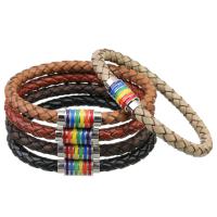 cuir PU bracelet, laiton fermoir magnétique, longueur différente pour le choix & unisexe & émail, plus de couleurs à choisir, Vendu par brin