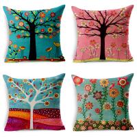 Cushion Cover Cotton Fabric Square plant design Sold By PC