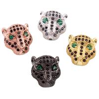Cubic Zirconia Micro Pave Brass Beads, Leopard, plated, micro pave cubic zirconia, more colors for choice, nickel, lead & cadmium free, 11.50x12.50x8mm, Hole:Approx 1mm, Sold By PC