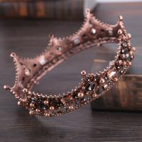 Zinc Alloy Tiaraer, med ABS plastik perle & Krystal, Crown, antik kobber farve belagt, til brude & facetteret & med rhinestone, bly & cadmium fri, 55mm, Solgt af PC