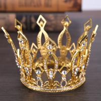 alliage de zinc Diadèmes, couronne, Placage de couleur d'or, pour mariée & avec strass, sans plomb et cadmium, 95mm, Vendu par PC