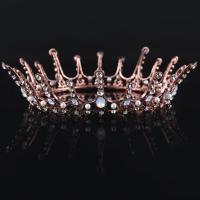 Tibetan Style Tiaras, with ABS Plastic Pearl & Crystal, Crown, antique copper color plated, for bridal & faceted & with rhinestone, lead & cadmium free, 50mm, Sold By PC