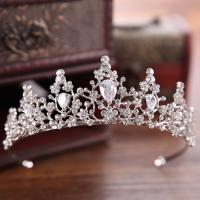 Zinc Alloy Tiaras with Crystal Crown silver color plated for bridal & faceted & with rhinestone lead & cadmium free 60mm Sold By PC