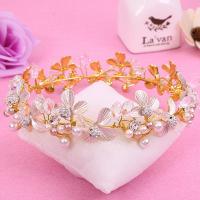 Zinc Alloy Tiaras with ABS Plastic Pearl & Crystal Flower plated for bridal & faceted & with rhinestone lead & cadmium free 40mm Sold By PC