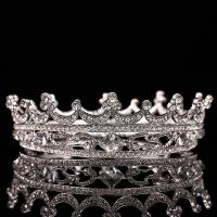 Zinc Alloy Tiaras with Crystal Crown platinum color plated for bridal & faceted & with rhinestone lead & cadmium free 60mm Sold By PC