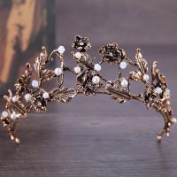 aleación de zinc Coronas, con Perlas de plástico ABS, chapado en color cobre antiguo, para novia & con diamantes de imitación, libre de plomo & cadmio, 45mm, Vendido por UD