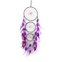 Mode Dreamcatcher, Feather, med Velveteen Cord & Glas Seed Beads, lilla, 78mm, Solgt af PC