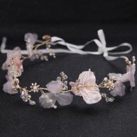 Spun Silk Hair Wreath with Satin Ribbon & Crystal Flower handmade for woman & faceted Sold By PC