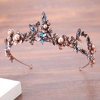 Zinc Alloy Hair Band with ABS Plastic Pearl & Crystal Flower antique copper color plated for woman & faceted & with rhinestone lead & cadmium free Sold By PC