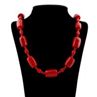 Koral trøje kæde halskæde, Natural Coral, Drum, forgyldt, for kvinde, rød, 17x27x17mm, Solgt Per Ca. 30.5 inch Strand