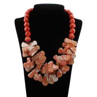 Coral Strickjacke-Kette Halskette, Natürliche Koralle, Messing Federring Verschluss, Tropfen, für Frau, keine, 17x32x4mm, verkauft per ca. 25 ZollInch Strang