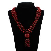 Semilla de cristal collar de perlas, Coral natural, con Rocallas de vidrio, para mujer, Rojo, 22x23x20mm, Vendido para aproximado 22 Inch Sarta