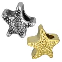Stainless Steel European Bead, Starfish, plated, without troll, more colors for choice, 12.50x12x8.50mm, Hole:Approx 5mm, 10PCs/Bag, Sold By Bag