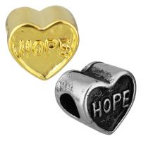 Stainless Steel European Bead, Heart, word hope, plated, without troll, more colors for choice, 11.50x10.50x8mm, Hole:Approx 5mm, 10PCs/Bag, Sold By Bag