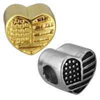 Stainless Steel European Beads Heart plated without troll Approx 5mm Sold By Bag
