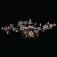Bridal Decorative Hair Comb, Tibetan Style, with Crystal, Flower, silver color plated, for bridal & faceted & with rhinestone, lead & cadmium free, 100mm, Sold By PC