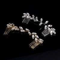 Bridal Decorative Hair Comb Zinc Alloy with Crystal Leaf plated for bridal & faceted lead & cadmium free 130mm Sold By PC