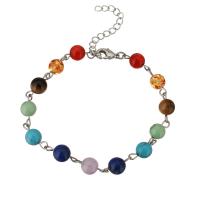 Quartz Bracelets Brass with Gemstone with 2Inch extender chain silver color plated for woman Sold Per Approx 8 Inch Strand