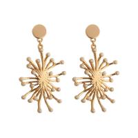 Tibetan Style Drop Earrings, stainless steel post pin, gold color plated, for woman, lead & cadmium free, 35x65mm, Sold By Pair