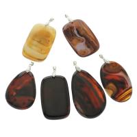 Lace Agate Pendants, with brass bail, mixed colors, 33x59x7mm-42x72x7mm, Hole:Approx 4x6mm, 5PCs/Bag, Sold By Bag