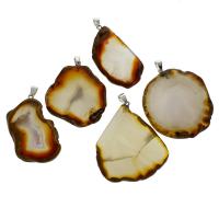 Lace Agate Pendants, with brass bail, sienna, 29x47x7.5mm-45x54x7mm, Hole:Approx 3x6mm, 5PCs/Bag, Sold By Bag