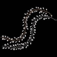 Stirnband, Zinklegierung, mit ABS-Kunststoff-Perlen & Kristall, Blatt, plattiert, für Frau & facettierte, keine, frei von Blei & Kadmium, 25x340mm, verkauft von PC