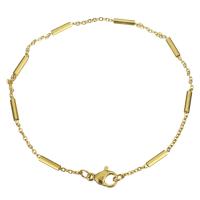 Bijoux bracelet en acier inoxydable, Placage de couleur d'or, chaîne ovale & pour femme, 2mm, Longueur:Environ 8 pouce, 10Strandstoron/lot, Vendu par lot
