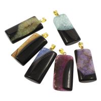 Lace Agate Pendants, with brass bail, Rectangle, mixed colors, 20x45x8mm, Hole:Approx 4x6mm, 5PCs/Bag, Sold By Bag