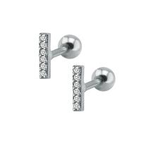 Stainless Steel Ear Piercing Jewelry Titanium Steel plated for woman & with cubic zirconia 8mm Sold By Lot