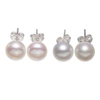 Freshwater Pearl Stud Earring, sterling silver post pin, different size for choice, more colors for choice, Sold By Pair