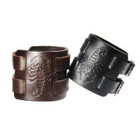 Leather Bracelet, Tibetan Style pin buckle, silver color plated, Unisex & adjustable, more colors for choice, 64mm, Sold Per Approx 11.5 Inch Strand