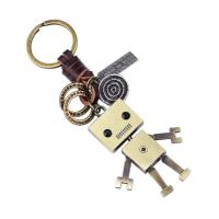 Zinklegierung Karabiner mit Schlüsselringen, mit Leder, Charakter, plattiert, mit Brief Muster, frei von Nickel, Blei & Kadmium, 120x50mm, verkauft von Strang