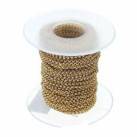 Stainless Steel Curb Chain, with plastic spool, gold color plated, 2mm, Hole:Approx 3-5mm, 10Yards/Spool, Sold By Spool