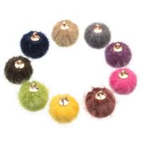 Plush Pendant, with Tibetan Style bail, Round, more colors for choice, lead & cadmium free, 15mm, Hole:Approx 1mm, 24PCs/Bag, Sold By Bag