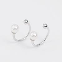 925 Sterling Silver Clip Earring, with Freshwater Pearl, for woman, 5mm, Sold By Pair