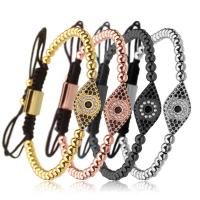 Cubic Zirconia Micro Pave Brass Bracelet, with 5cm extender chain, Horse Eye, plated, Unisex & micro pave cubic zirconia, more colors for choice, nickel, lead & cadmium free, 4mm, Sold Per Approx 7.5 Inch Strand