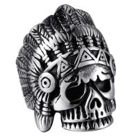 Titanium Steel Finger Ring Skull & for man & blacken 34mm Sold By PC