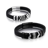 PU Leather Bracelet with Stainless Steel plated for man 16mm Sold Per Approx 9 Inch Strand